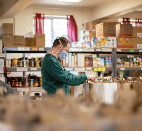 Man helping in a food bank